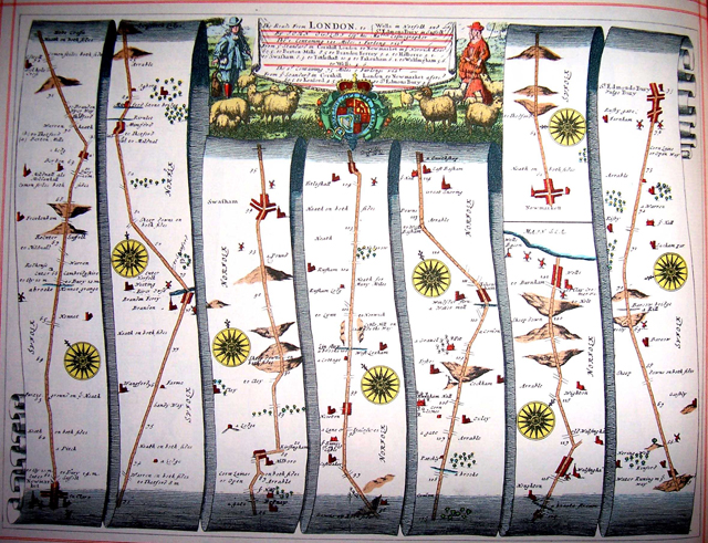 Britannia Atlas Newmarket to Wells and Bury Edmunds - 1675